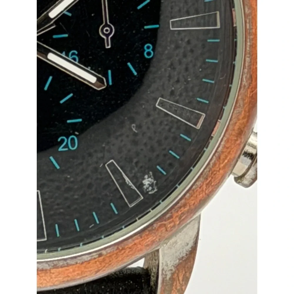 IZOD Chronograph Style Watch Black Dial Leather Strap Quartz Men's Wristwatch